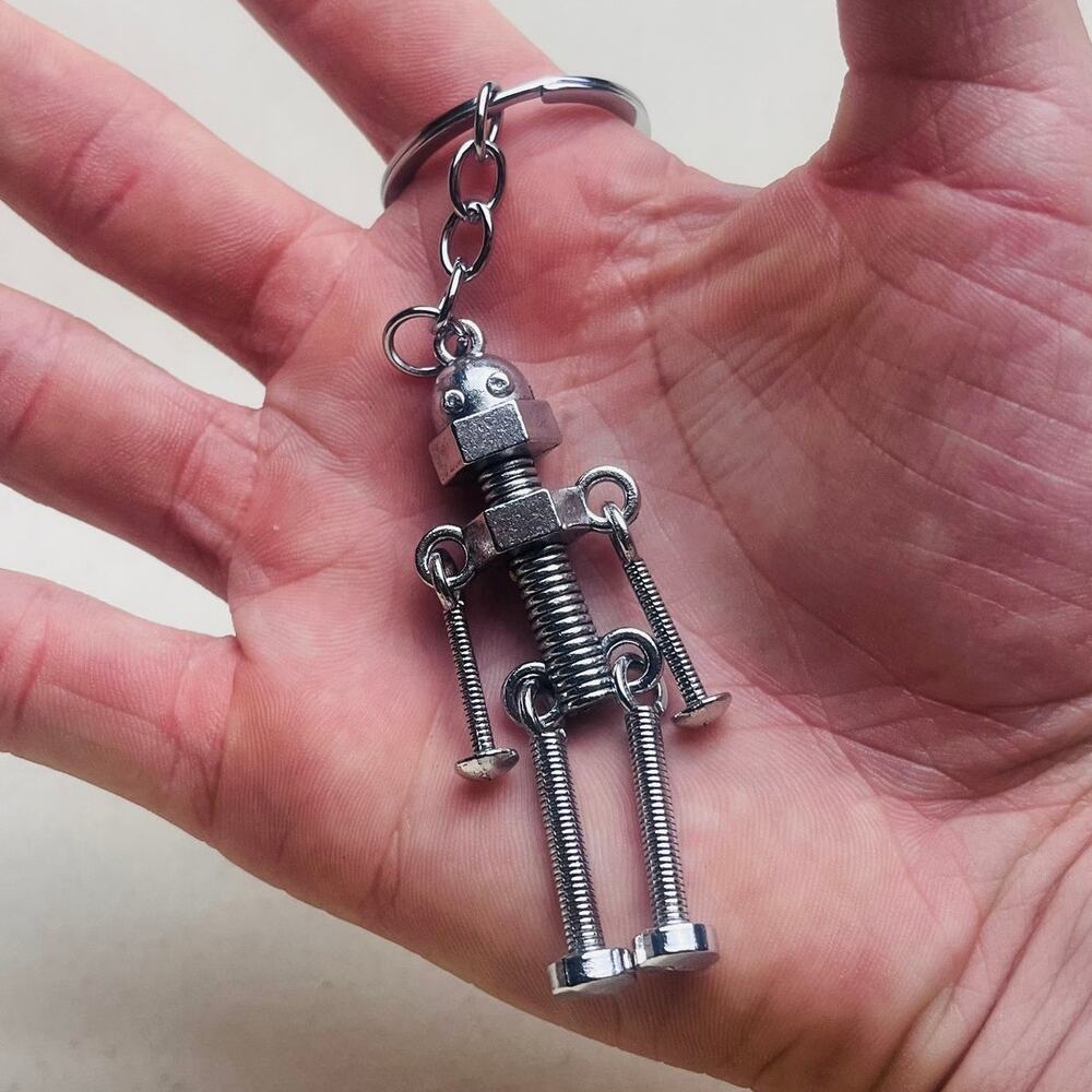 Y2k 2000s vintage stainless steel nuts and bolts stickman keychain - Picture 8 of 8